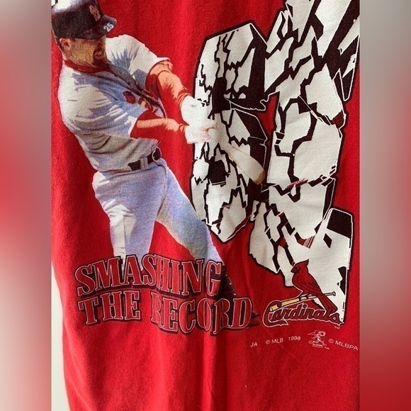 Mark McGwire vintage tshirt men women red Large cotton NWOT - Picture 3 of 6